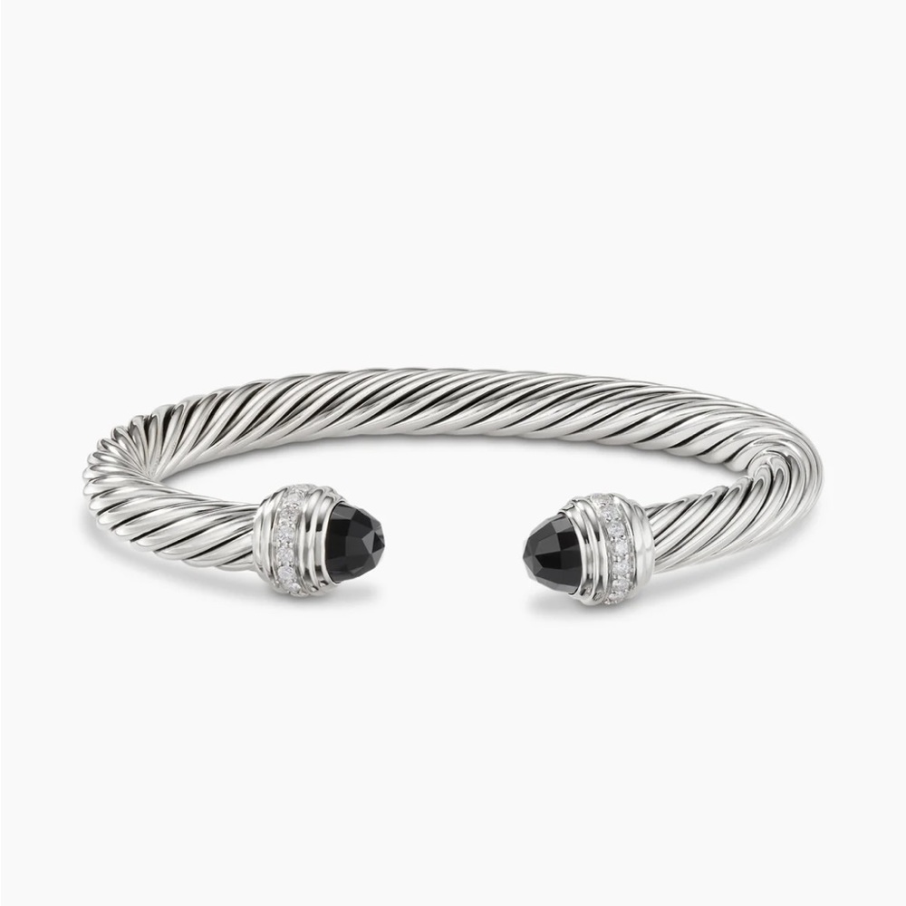 COPY-COPY- David Yurman Classic Cable Bracelet
Sterl Silver Black Onyx & Diamond